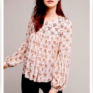 Floreat by Anthropologie Woman’s Floral Peasant Blouse Top